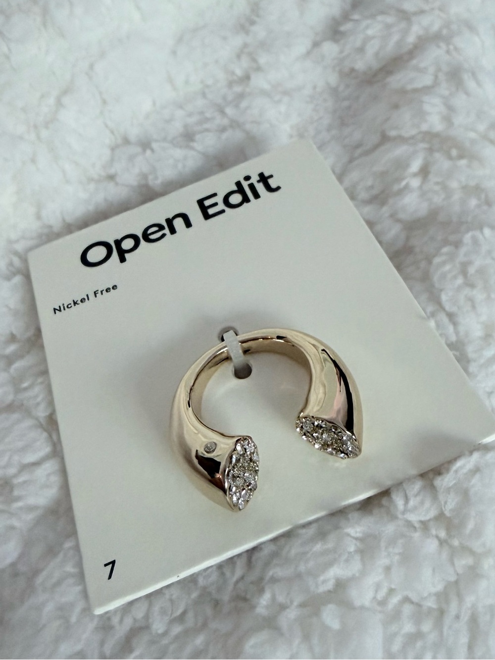 NWT OPEN EDIT Pavé Edge Open Ring Gold